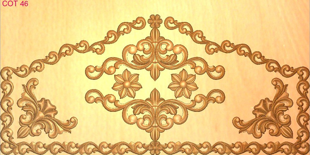 COT DESIGNS - COT-46 Elegant Floral Ornamental Headboard Panel 3D Model